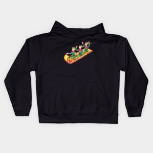 Elves on toboggan in gouache Kids Hoodie